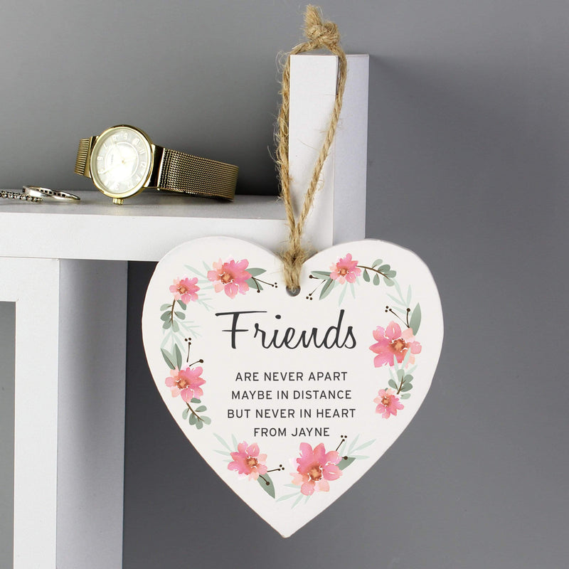 Personalised Memento Wooden Personalised Floral Sentimental Wooden Heart Decoration