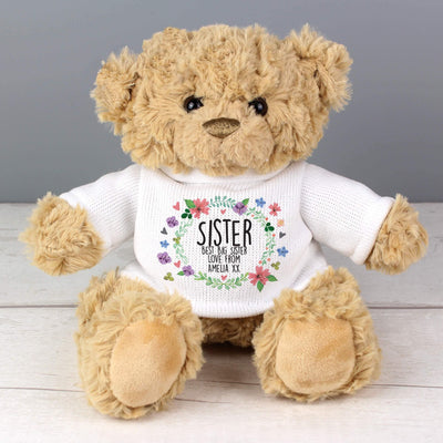 Personalised Memento Personalised Floral Teddy Bear