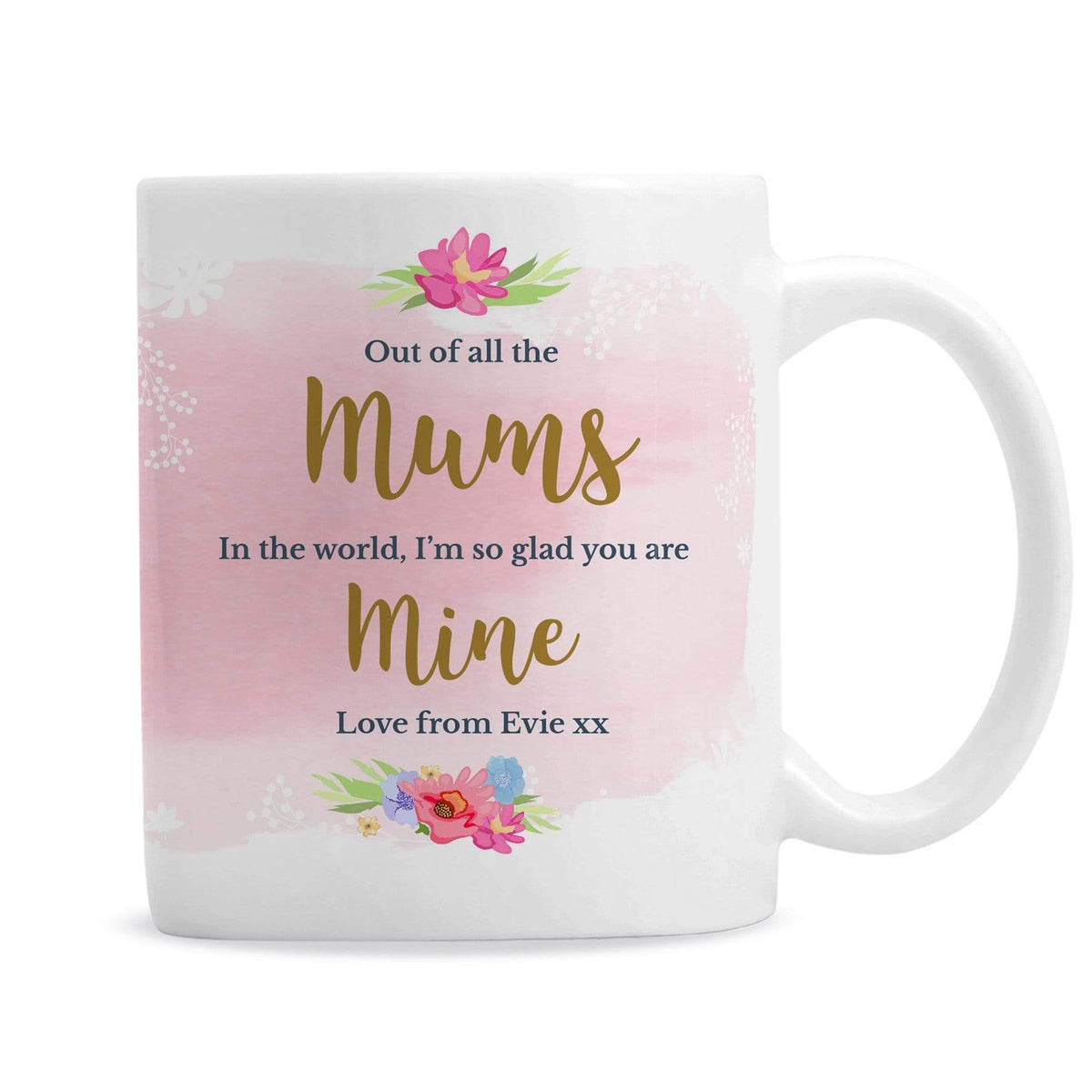 Personalised Memento Mugs Personalised Floral Watercolour Mug