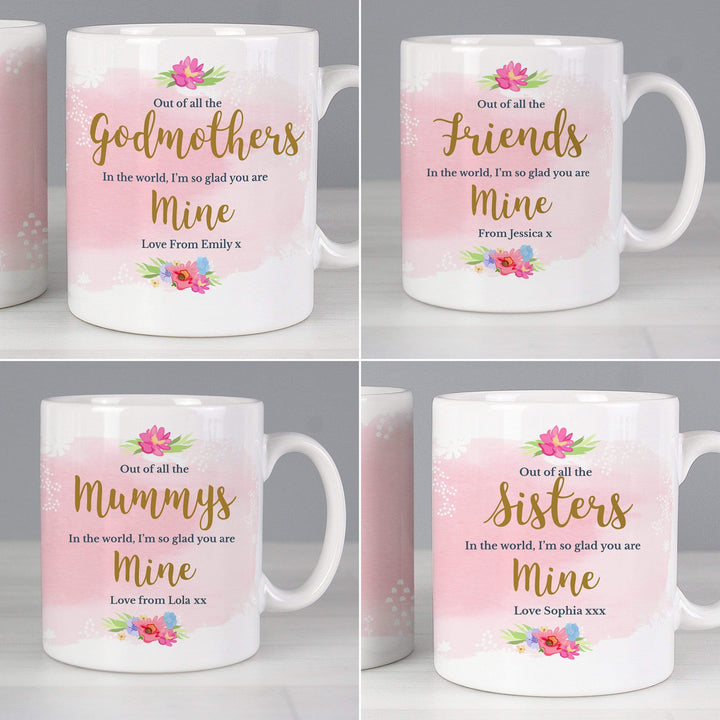 Personalised Memento Mugs Personalised Floral Watercolour Mug