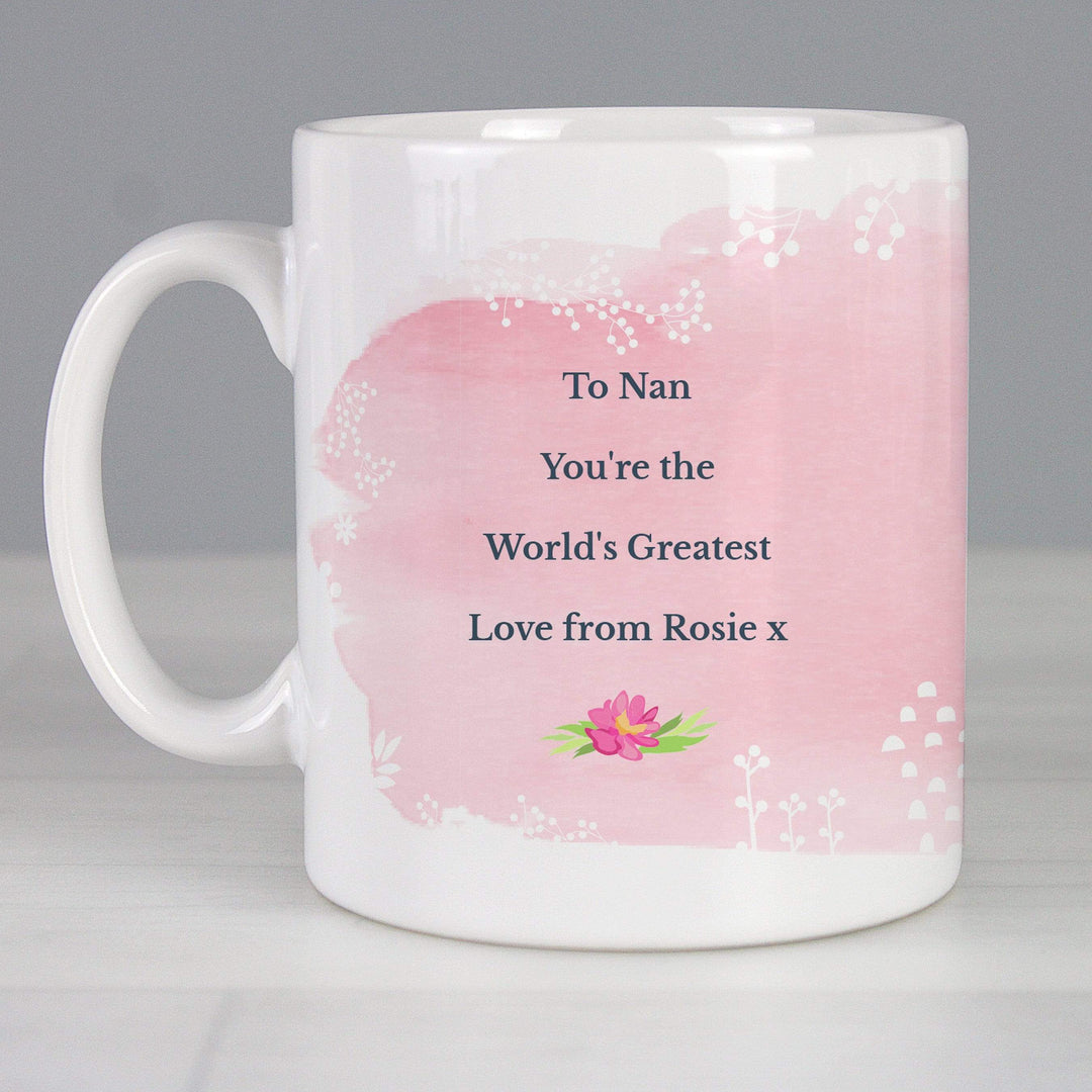 Personalised Memento Mugs Personalised Floral Watercolour Mug