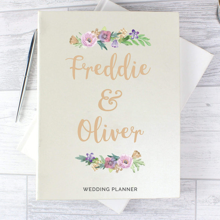 Personalised Memento Stationery &amp; Pens Personalised Floral Watercolour Wedding Planner