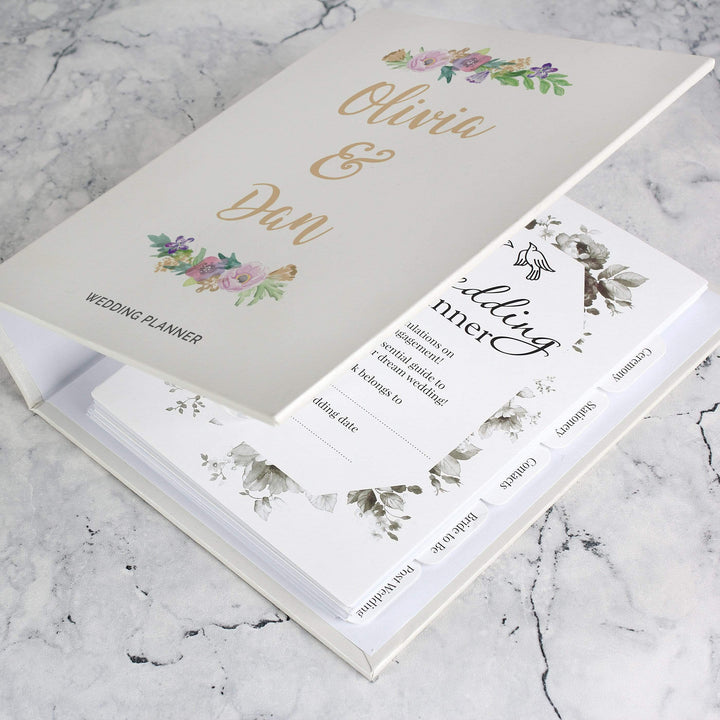 Personalised Memento Stationery &amp; Pens Personalised Floral Watercolour Wedding Planner
