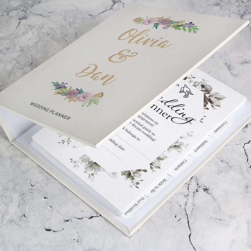 Personalised Memento Stationery & Pens Personalised Floral Watercolour Wedding Planner