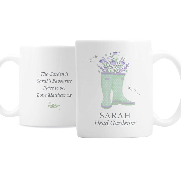 Personalised Memento Mugs Personalised Floral Wellies Mug