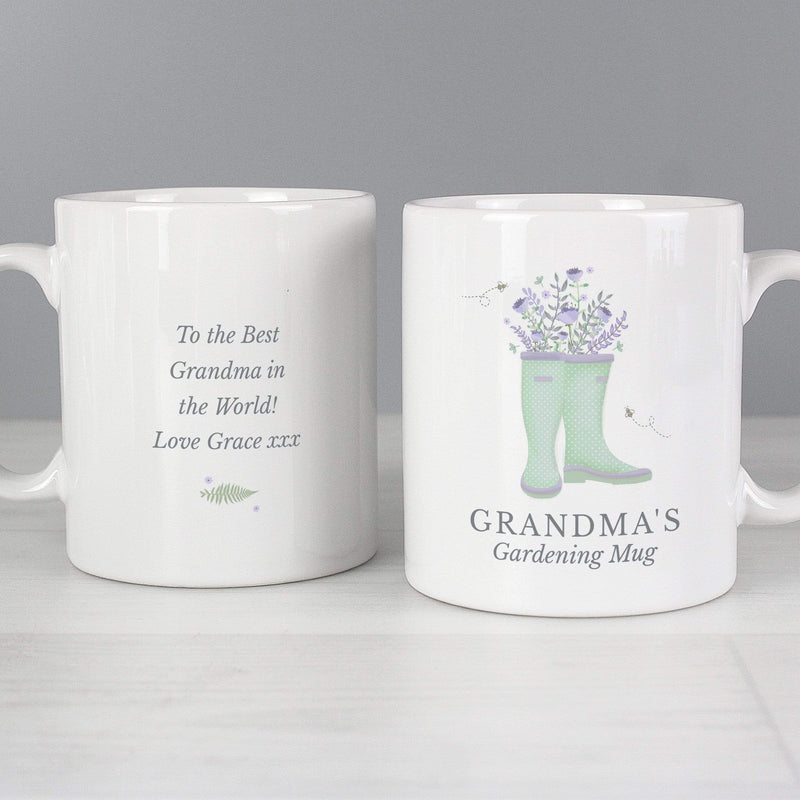 Personalised Memento Mugs Personalised Floral Wellies Mug
