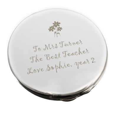 Personalised Memento Keepsakes Personalised Flower Teachers Round Compact Mirror