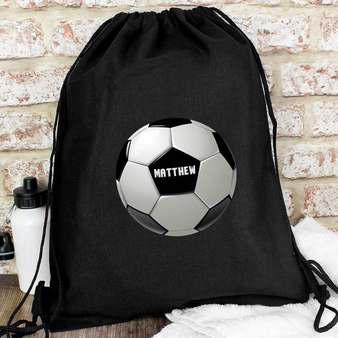 Personalised Memento Textiles Personalised Football Black Swim &amp; Kit Bag