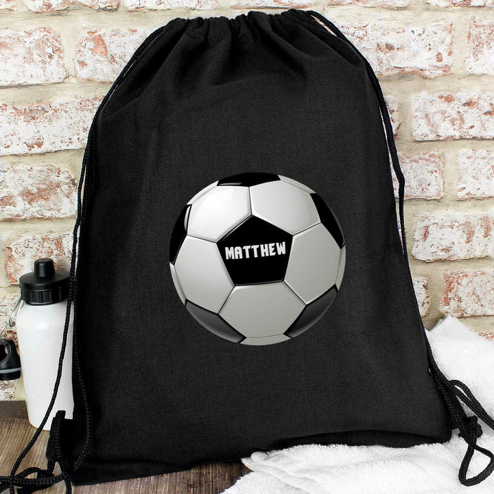 Personalised Memento Textiles Personalised Football Black Swim &amp; Kit Bag