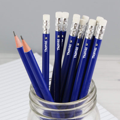 Personalised Memento Stationery & Pens Personalised Football Motif Blue Pencils
