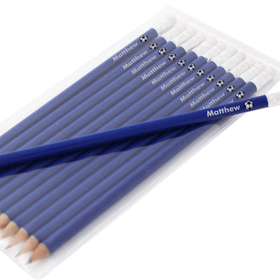 Personalised Memento Stationery & Pens Personalised Football Motif Blue Pencils