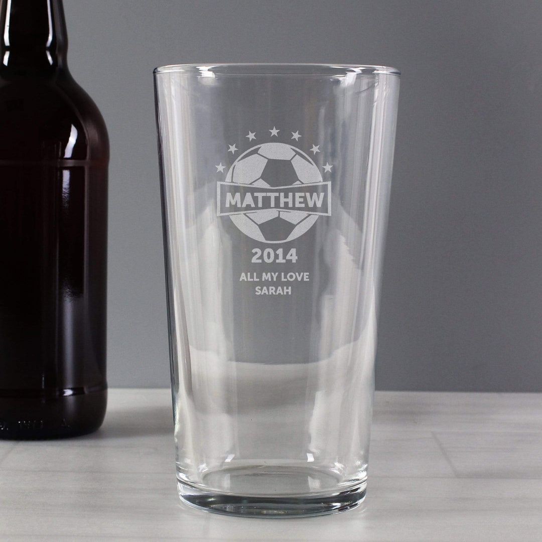 Personalised Memento Glasses &amp; Barware Personalised Football Pint Glass