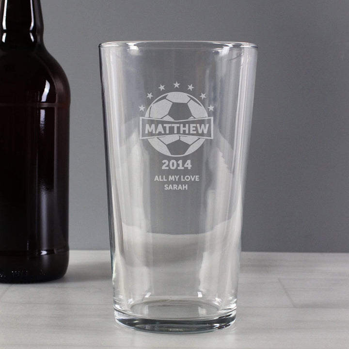 Personalised Memento Glasses &amp; Barware Personalised Football Pint Glass