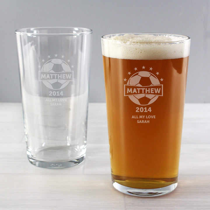 Personalised Memento Glasses &amp; Barware Personalised Football Pint Glass