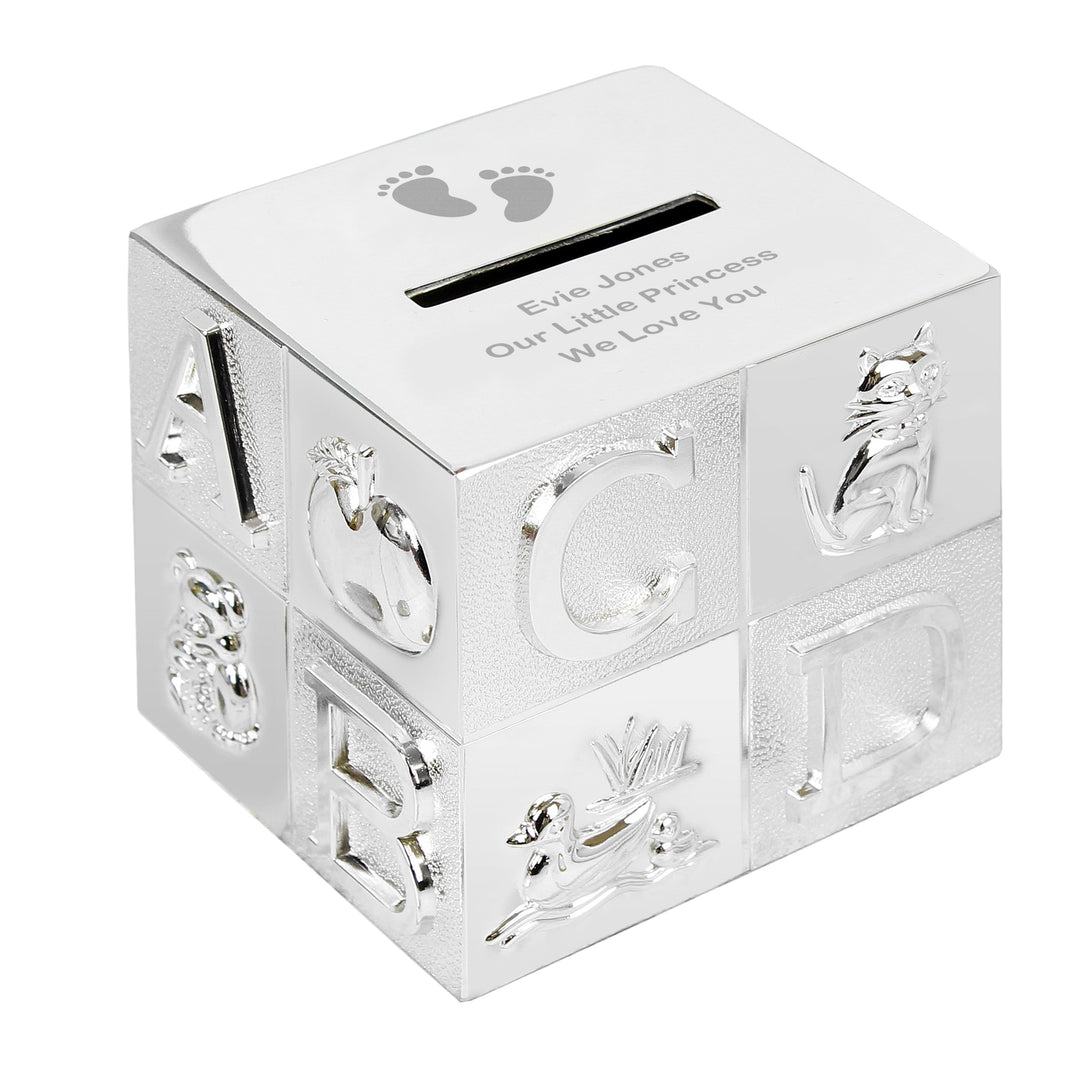 Personalised Memento Money Boxes Personalised Footprints ABC Money Box