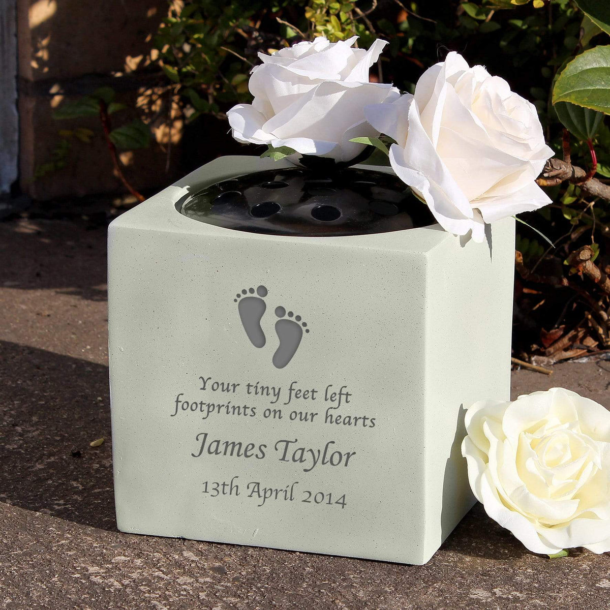 Personalised Memento Memorials Personalised Footprints Memorial Vase