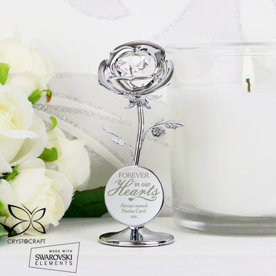 Personalised Memento Ornaments Personalised Forever in Our Hearts Crystocraft Rose Ornament