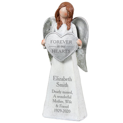Personalised Memento Christmas Decorations Personalised Forever In Our Hearts Memorial Angel Ornament