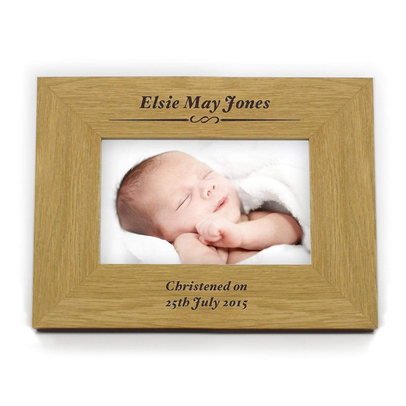 Personalised Memento Wooden Personalised Formal 6x4 Landscape Oak Finish Photo Frame