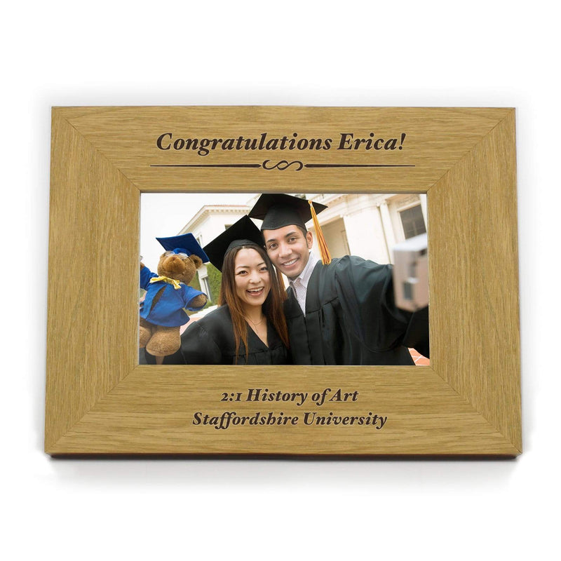 Personalised Memento Wooden Personalised Formal 6x4 Landscape Oak Finish Photo Frame