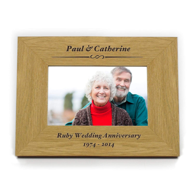 Personalised Memento Wooden Personalised Formal 6x4 Landscape Oak Finish Photo Frame
