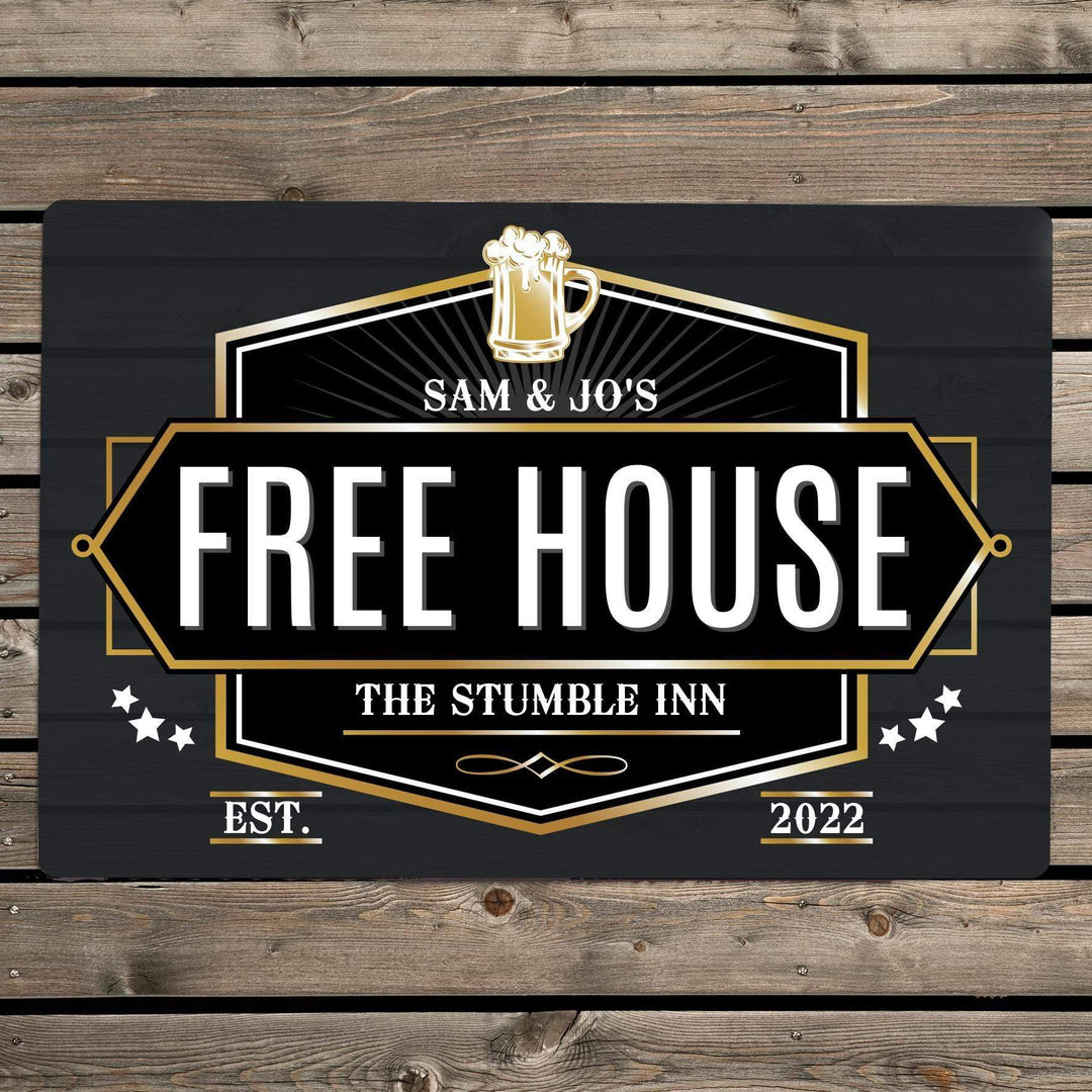 Personalised Memento Personalised Free House Black Metal Sign