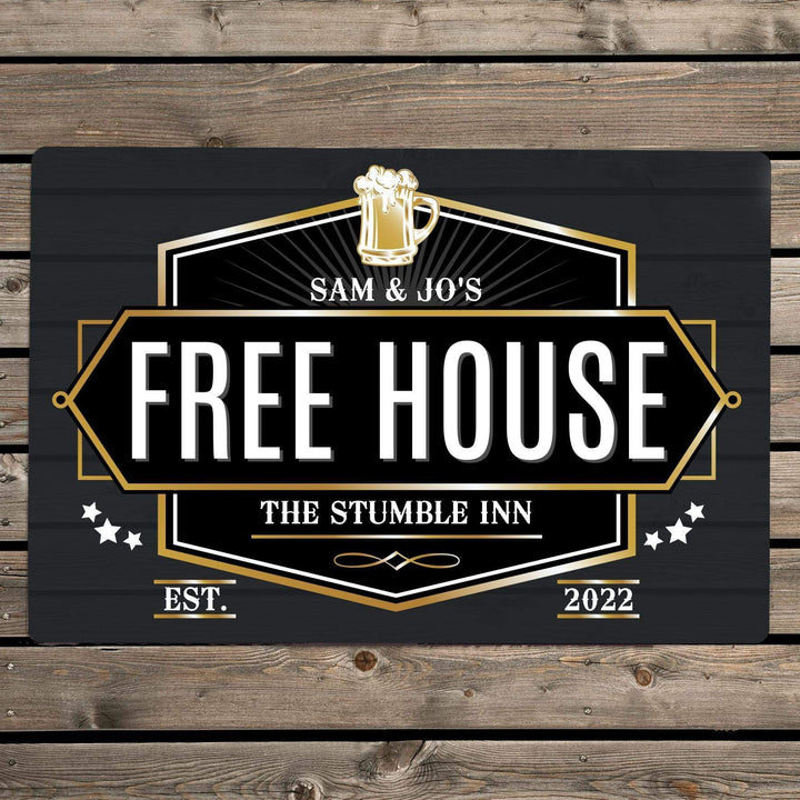 Personalised Memento Personalised Free House Black Metal Sign
