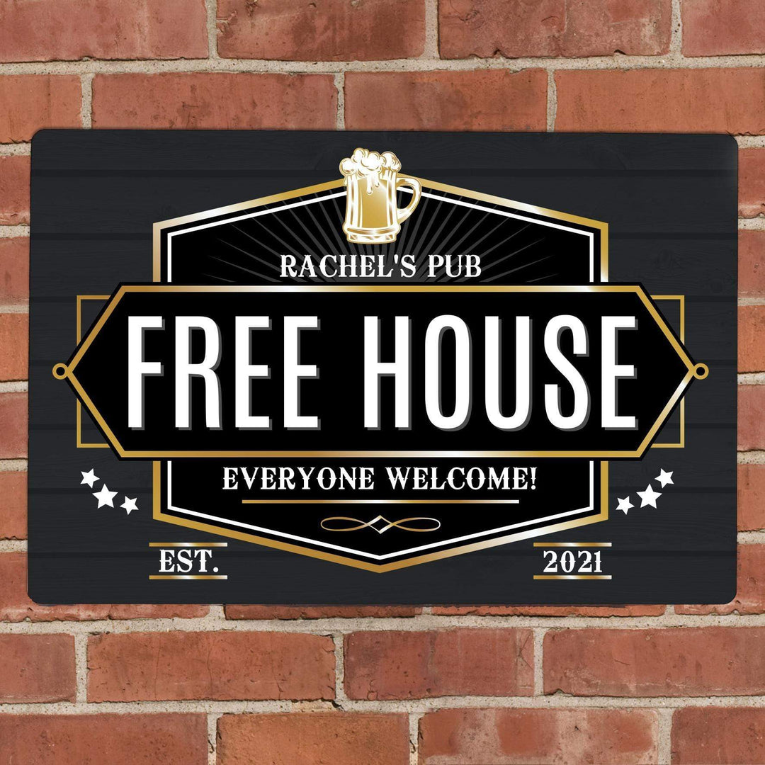 Personalised Memento Personalised Free House Black Metal Sign