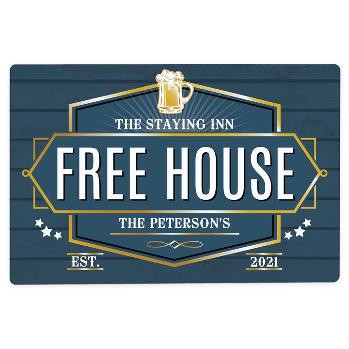 Personalised Memento Personalised Free House Blue Metal Sign