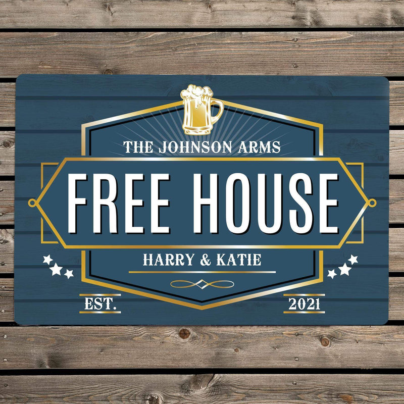 Personalised Memento Personalised Free House Blue Metal Sign