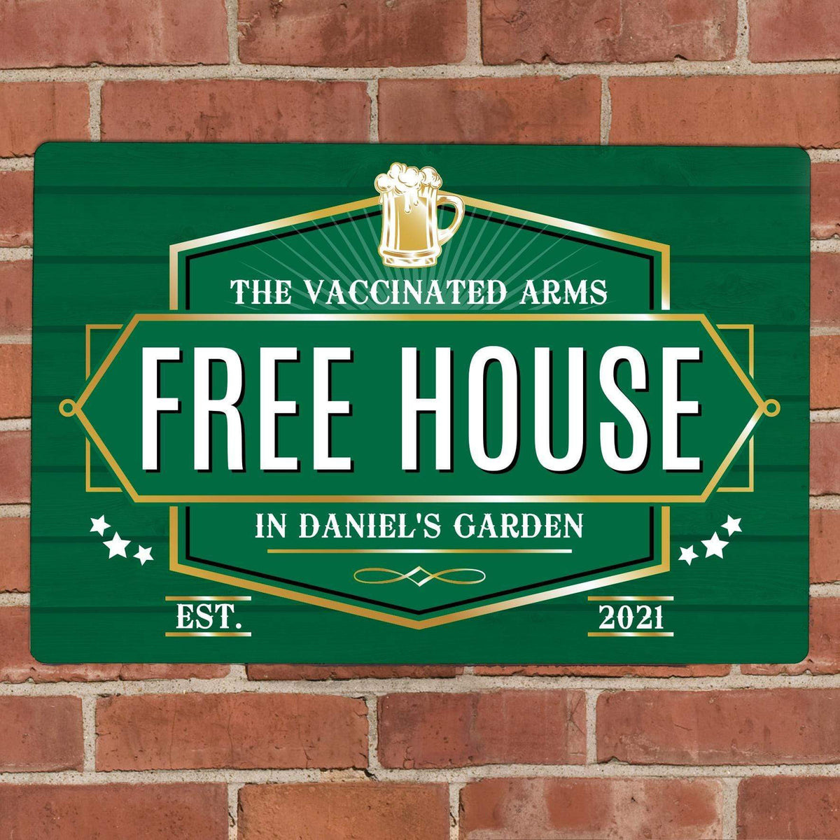 Personalised Memento Personalised Free House Green Metal Sign