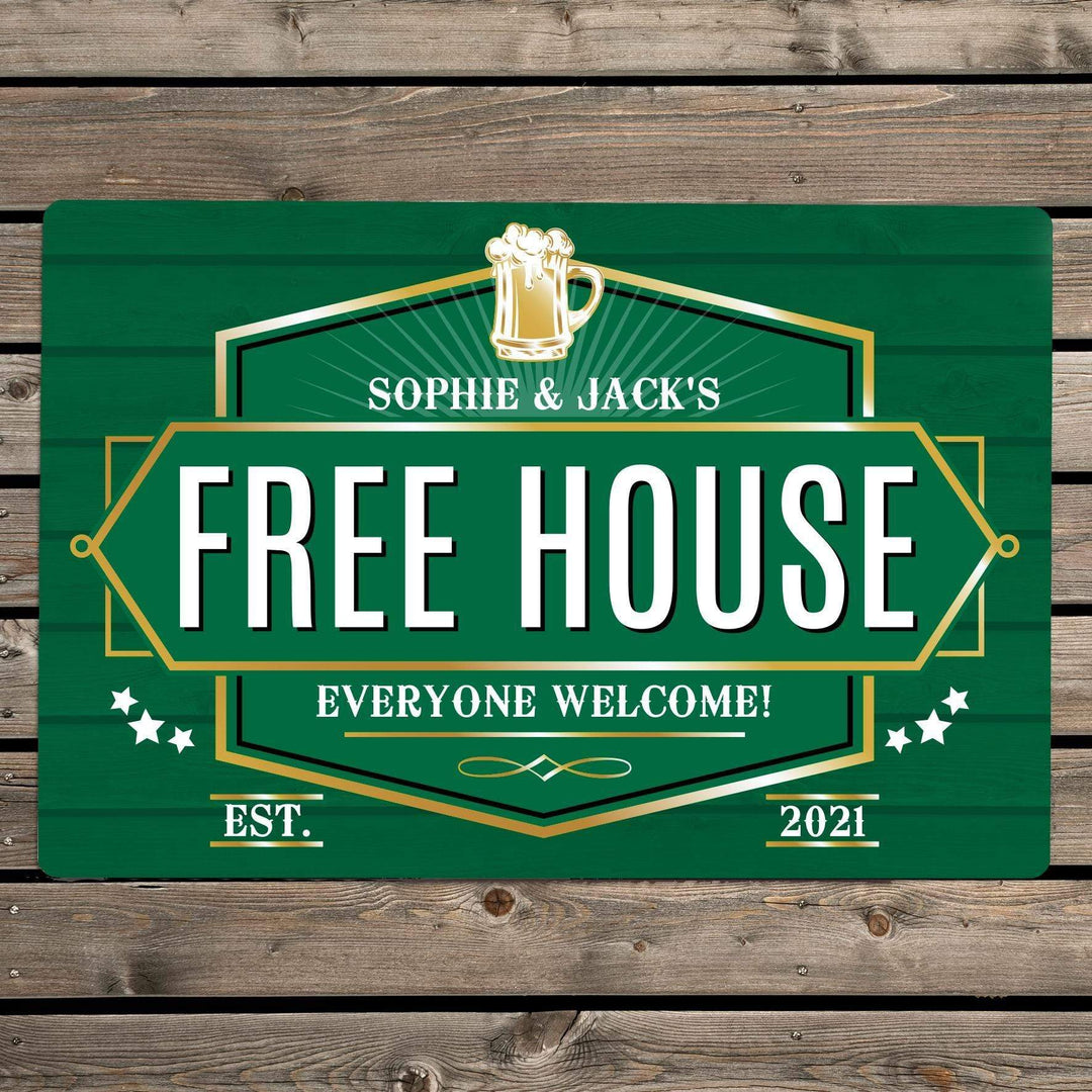 Personalised Memento Personalised Free House Green Metal Sign