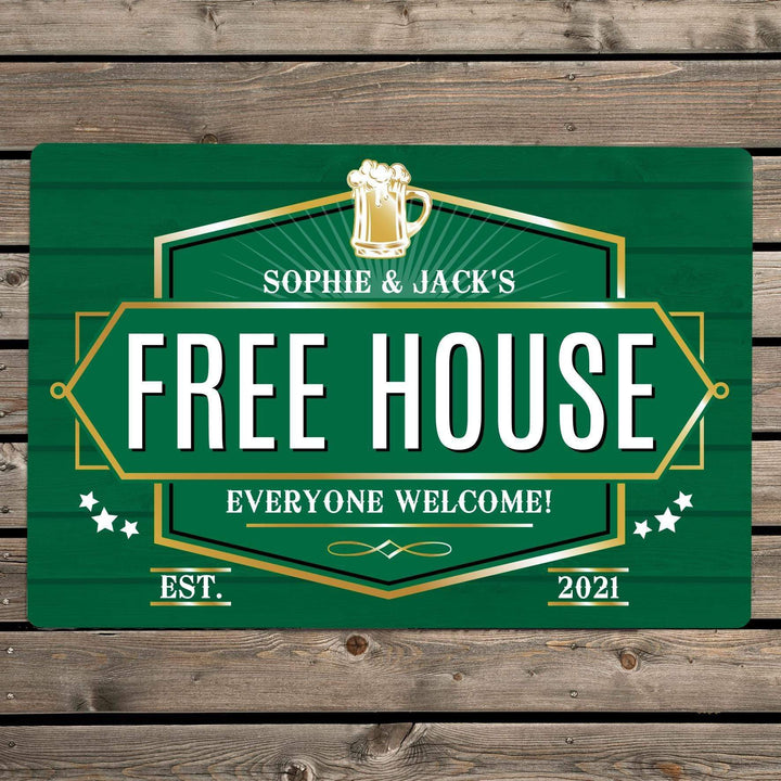 Personalised Memento Personalised Free House Green Metal Sign