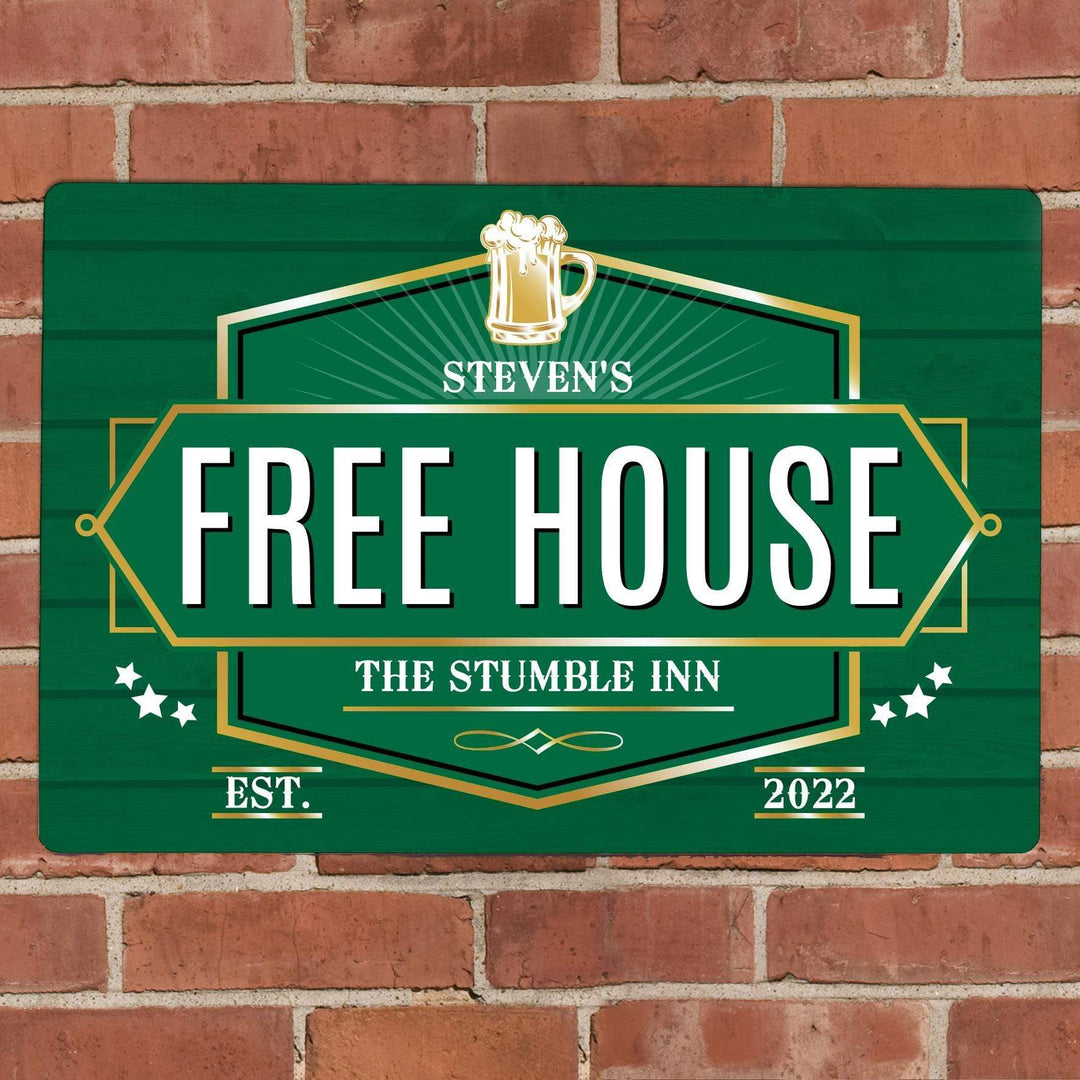 Personalised Memento Personalised Free House Green Metal Sign