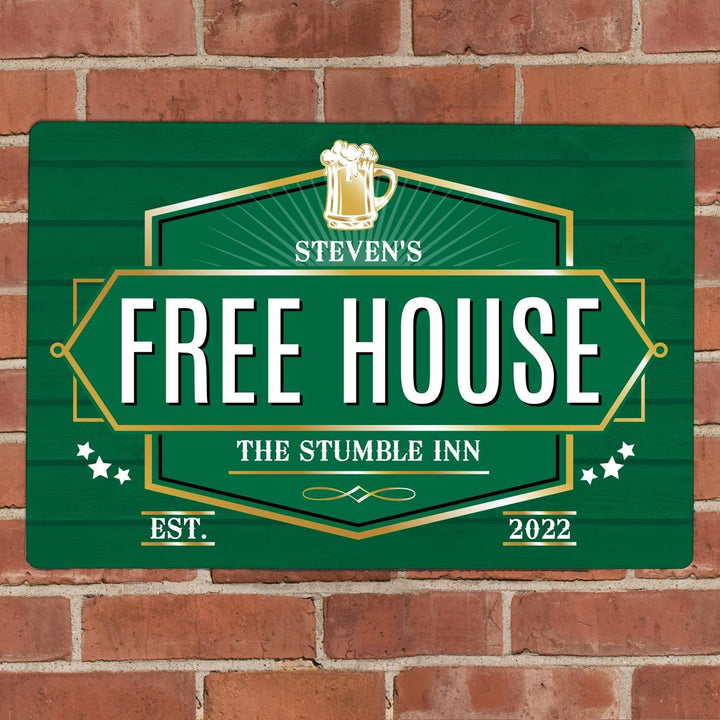 Personalised Memento Personalised Free House Green Metal Sign
