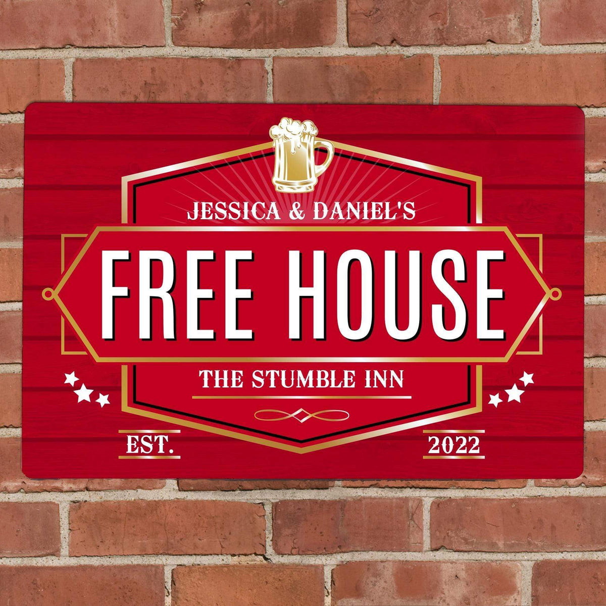 Personalised Memento Personalised Free House Red Metal Sign