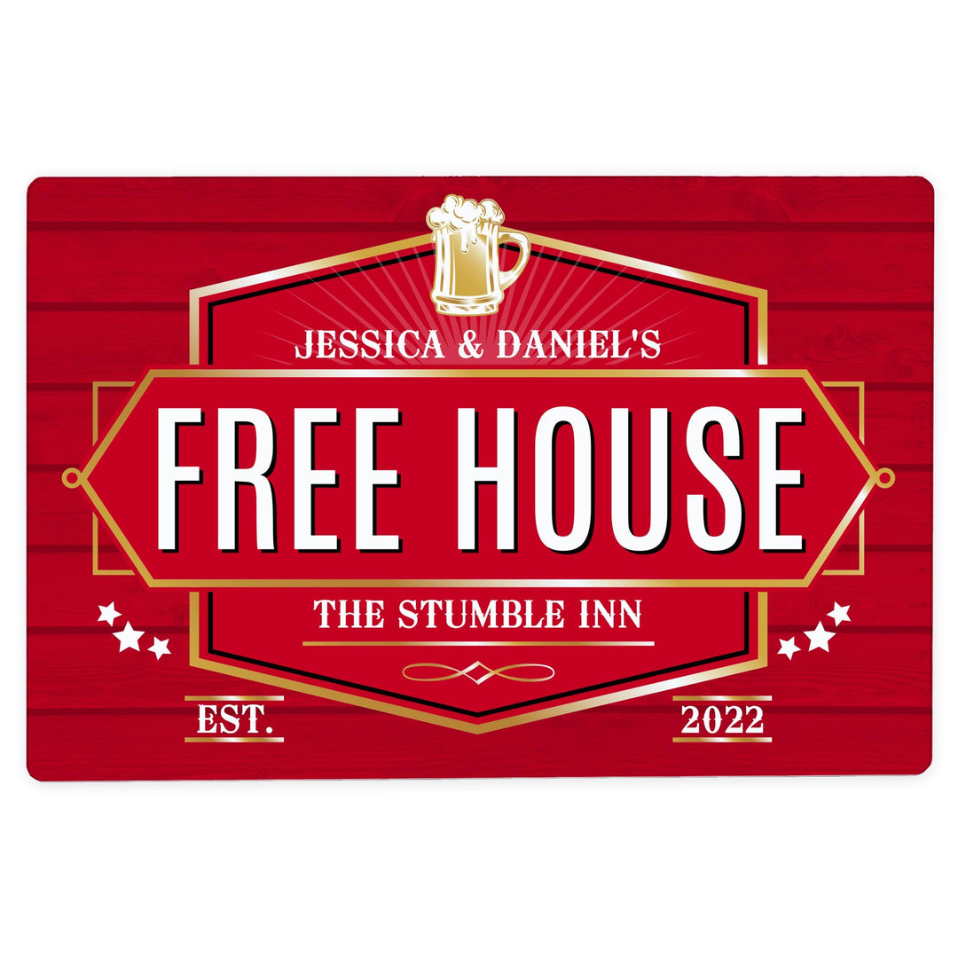 Personalised Memento Personalised Free House Red Metal Sign