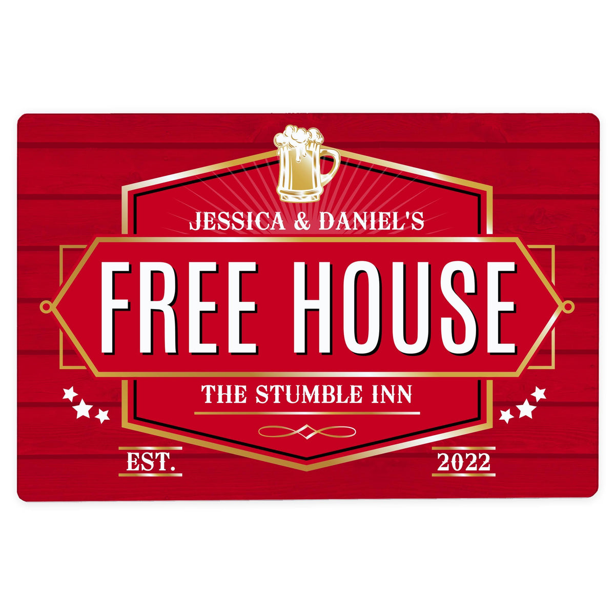 Personalised Memento Personalised Free House Red Metal Sign