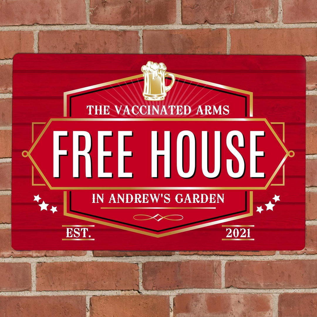 Personalised Memento Personalised Free House Red Metal Sign