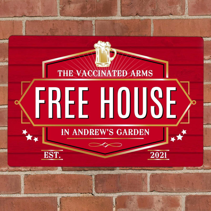 Personalised Memento Personalised Free House Red Metal Sign