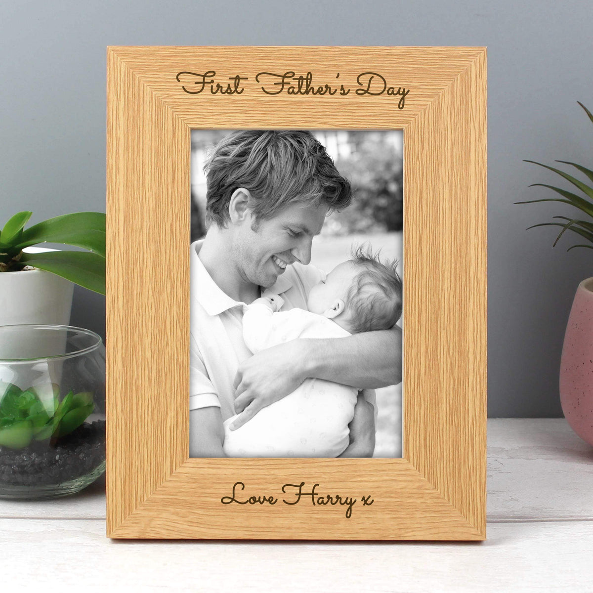Personalised Memento Personalised Free Text 4x6 Wooden Photo Frame