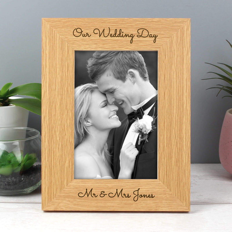 Personalised Memento Personalised Free Text 4x6 Wooden Photo Frame