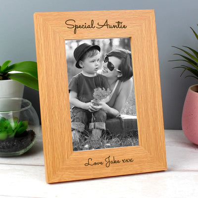 Personalised Memento Personalised Free Text 4x6 Wooden Photo Frame