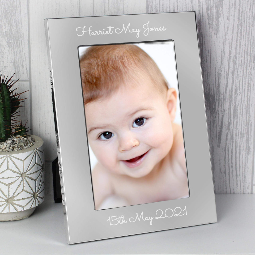 Personalised Memento Personalised Free Text 7 x 5 Silver Photo Frame