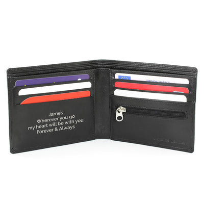 Personalised Memento Personalised Free Text Black Leather Wallet