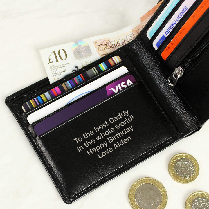 Personalised Memento Personalised Free Text Black Leather Wallet