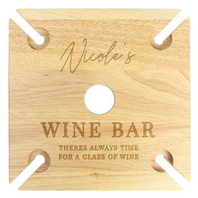 Personalised Memento Personalised Free Text Four Wine Glass Holder & Bottle Butler