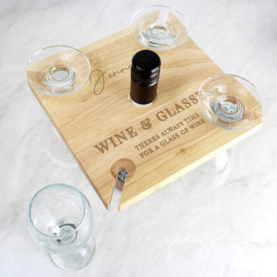 Personalised Memento Personalised Free Text Four Wine Glass Holder & Bottle Butler