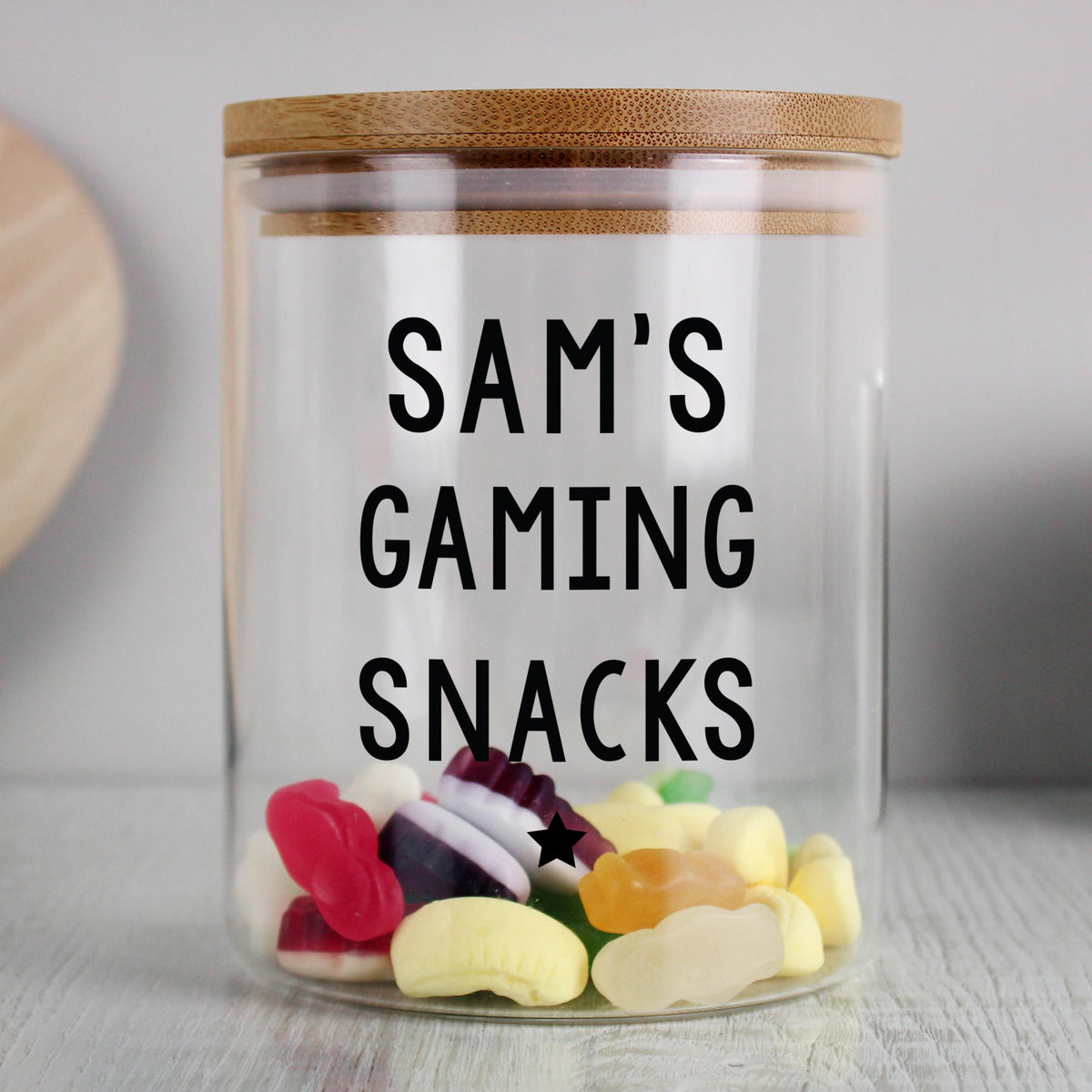 Personalised Memento Personalised Free Text Glass Jar with Bamboo Lid