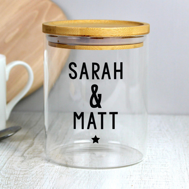 Personalised Memento Personalised Free Text Glass Jar with Bamboo Lid